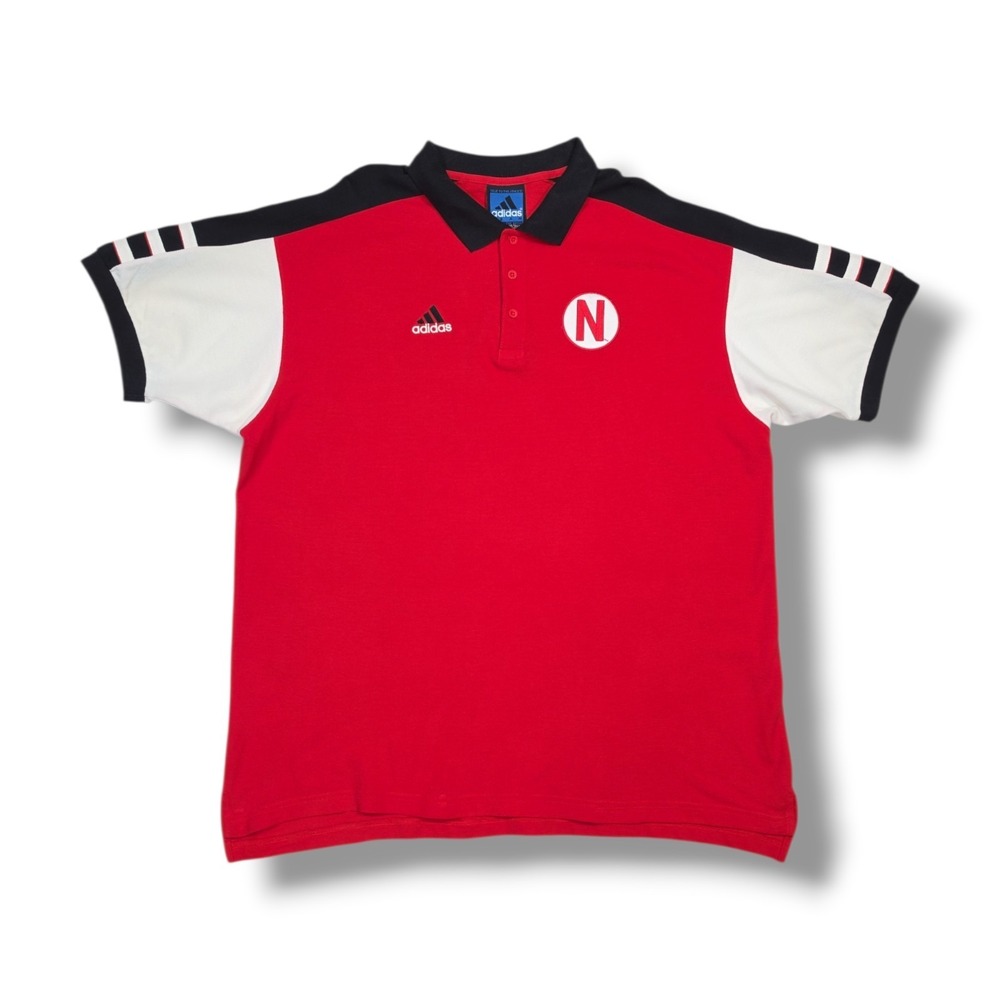 Vintage Adidas Team University Of Nebraska Cornhuskers Red Polo Shirt Men's 2XL